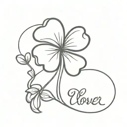 Four Lead Clover With Lettering As Stem