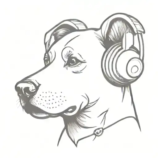 Dog Wearing Headphones Listening To Music