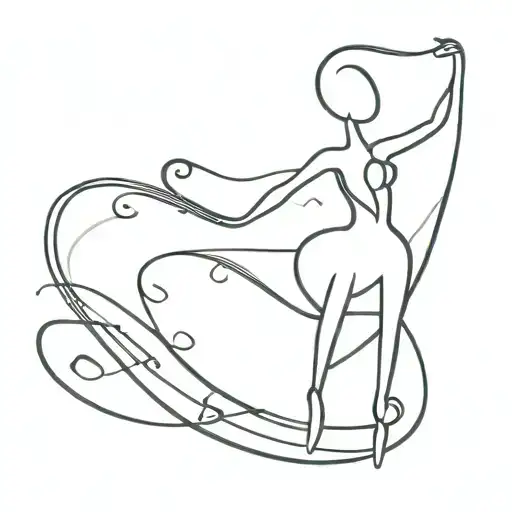 A Minimalist Tattoo Of A Music Note Intertwined With A Dancer's Silhouette