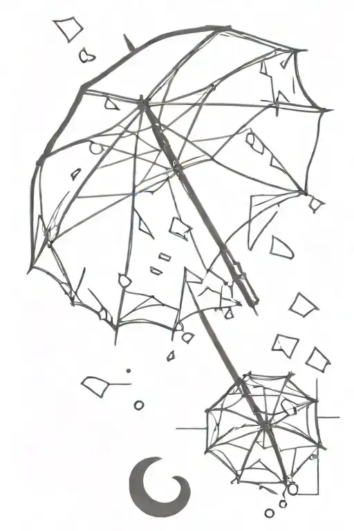 Broken Glass Falling On Umbrella
