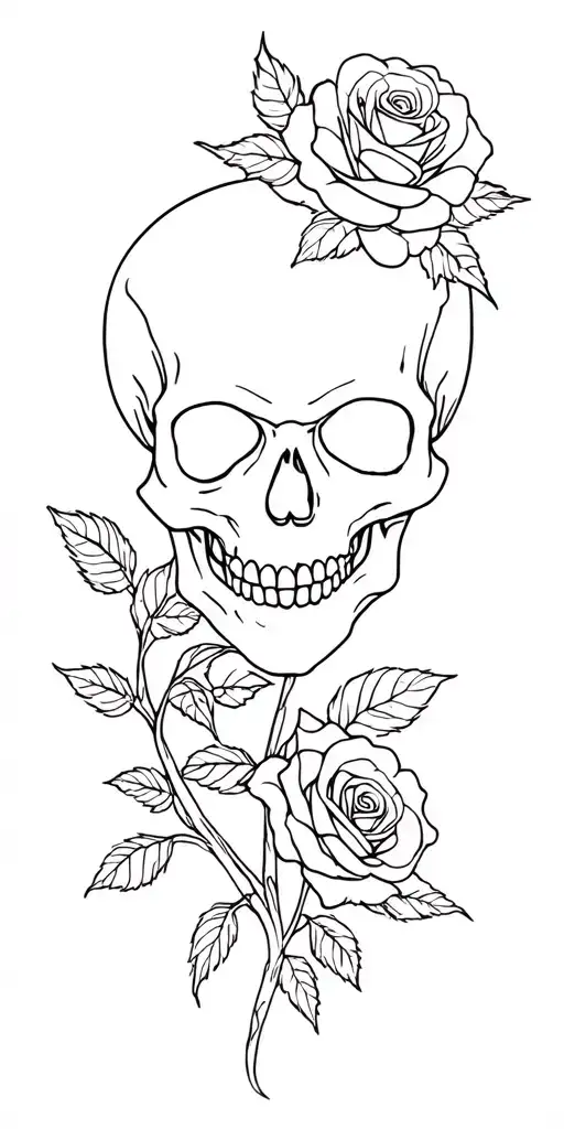 Skull And Roses Blacked Out