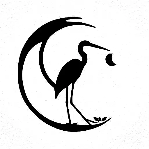 Heron With Moon Cycle