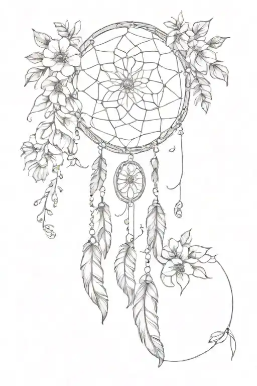 Floral Dream Catcher Entangled In Flowers