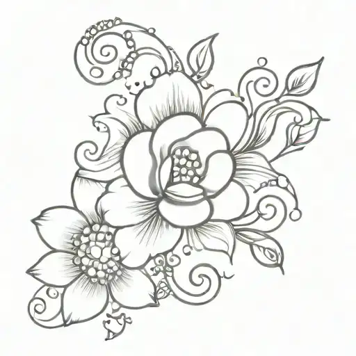 A Victorian-inspired Tattoo Design Featuring Intricate Floral Patterns And Pearls