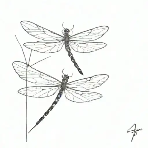 Simple Minimal Fine Line Tattoo Of A Dragonfly