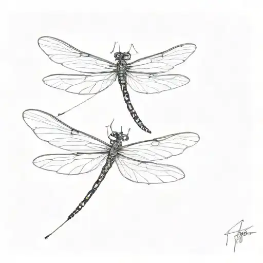 Simple Minimal Fine Line Tattoo Of A Dragonfly