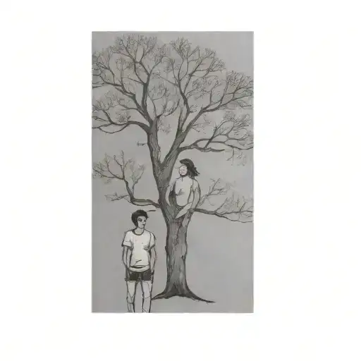 Two People Smiling In Front Of A Tree