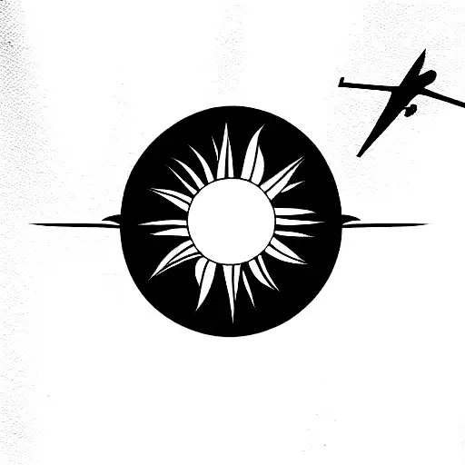 Plane Flying Over A Sun Minimalist