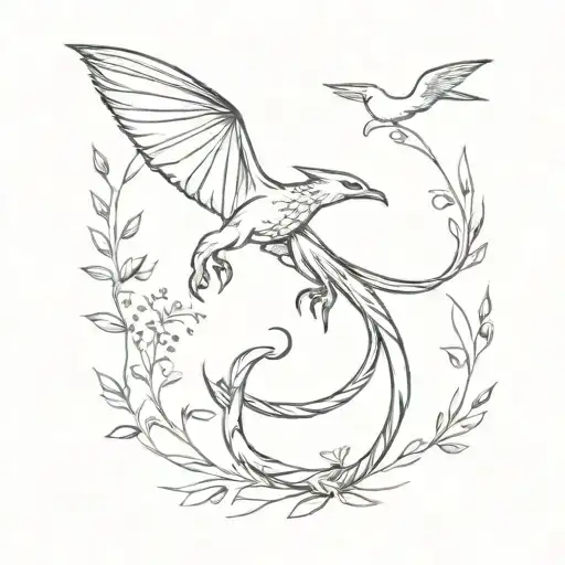 Winged Dragon With Cats Birds And Plants