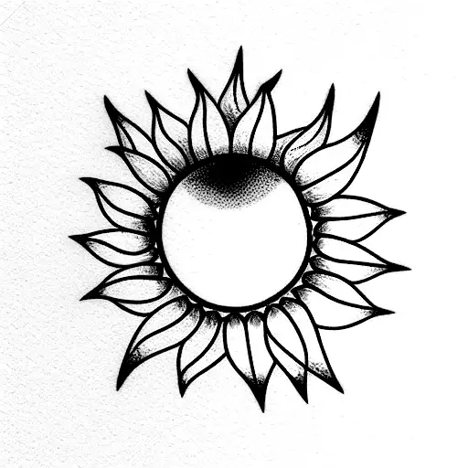 Half A Sunflower And Moon