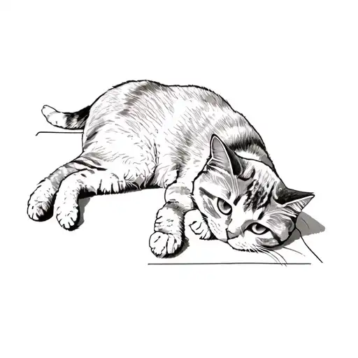 A Gray Cat Laying On A Table