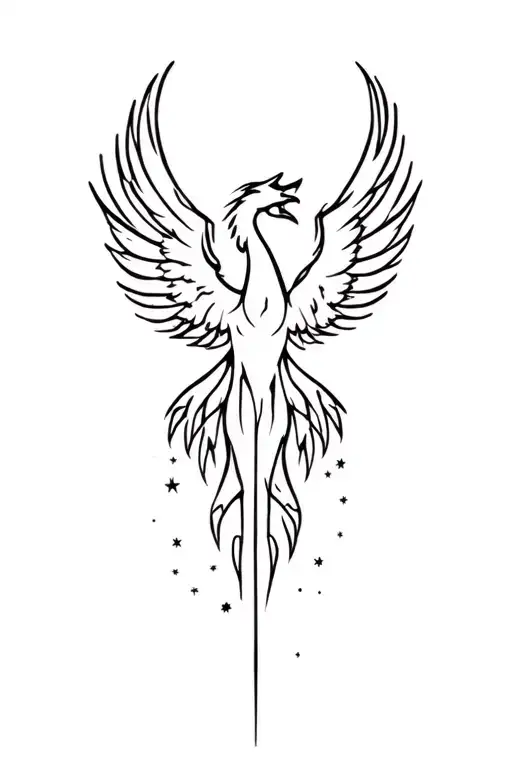 Phoenix Rising Into The Stars Scattered