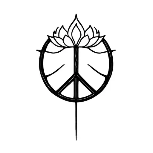 Peace Symbol With Lotus Flower