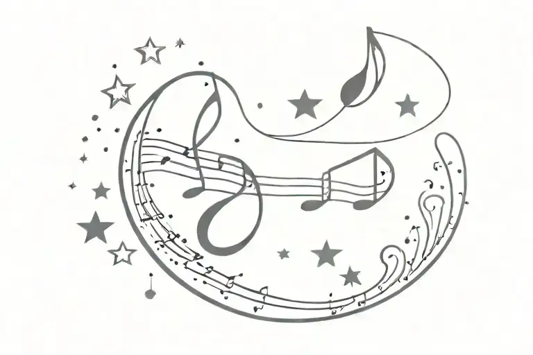 Music Notes Moon Stars Name