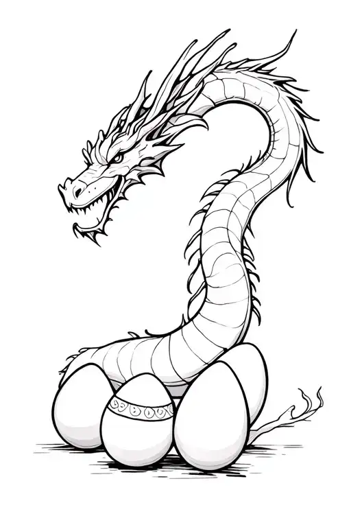 Happy Dragon Protecting Eggs