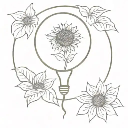 Fineline Tattoo Of Sunflower With Globe Inside