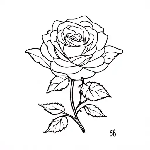 White Butterfly With Rose And The Number 56