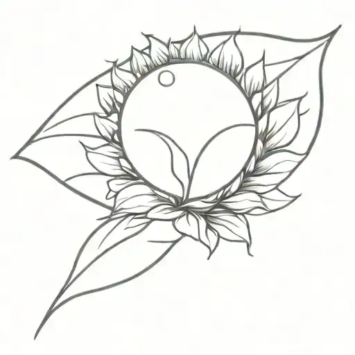 Fineline Tattoo Of Sunflower With The Earth Inside