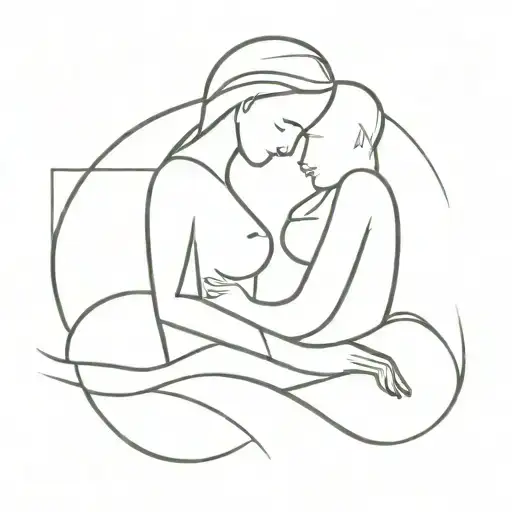 Abstract Geometric Design Representing The Bond Between A Mother And Child