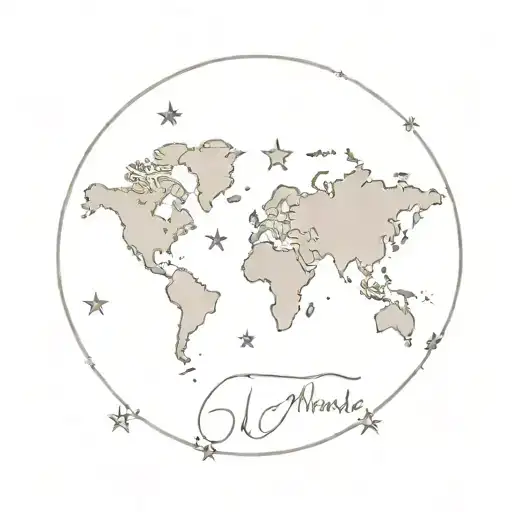 World Map With Star