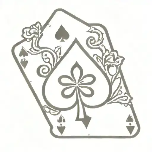 Five Leaf Clover And Ace Of Spades Card Design Featuring