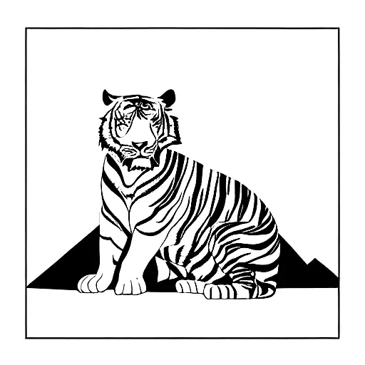 Tiger With Its Back Facing The Mountains