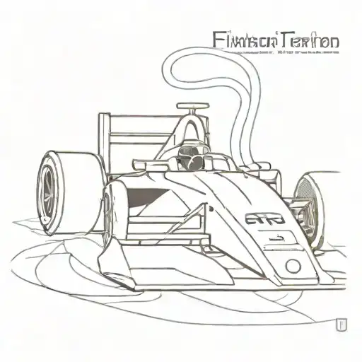 A Minimalist Tattoo Design Of A Sleek F1 Car With A Crochet Pattern Integrated Into The Background