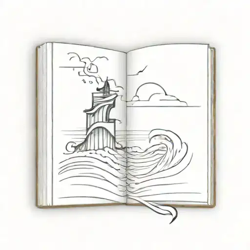 Open Book And Sea Wave