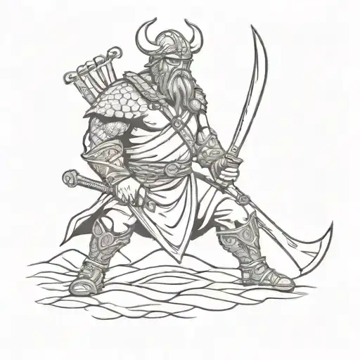 Incorporate A Fierce Viking Warrior Wielding A Battle Axe In A Dynamic Pose