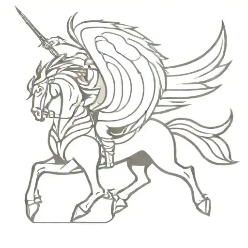 A Warrior Riding A Fenix Into Battle