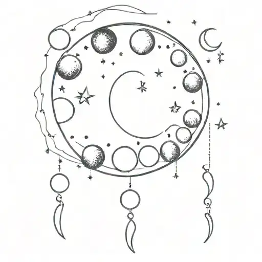 Moon Phases With Stars Around It