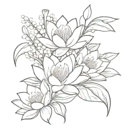 Water Lily And Lily Of Valley Flower Bouquet