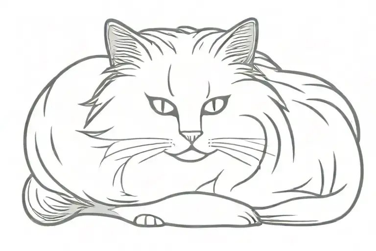Grey And White Siberian Cat Curled