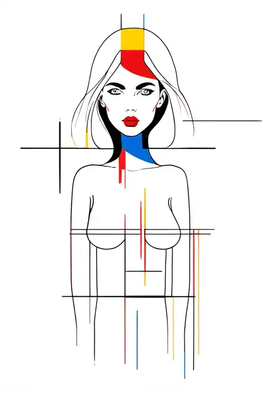 Woman In Bauhaus Style Including Colors Red Yellow And Blue