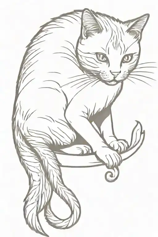 Cute Cat With Cut A Scorpion Tail Inbthe Shape