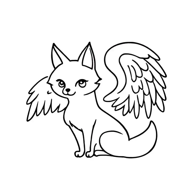 Small Fox Sitting With Angel Wings