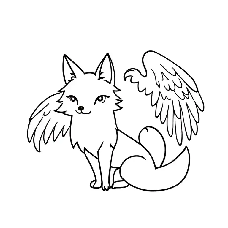 Small Fox Sitting With Angel Wings
