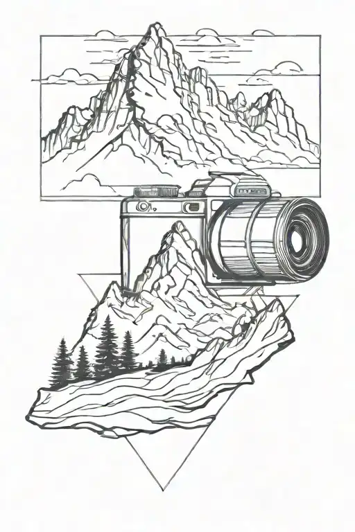 Camera With Mountain Scene Inside