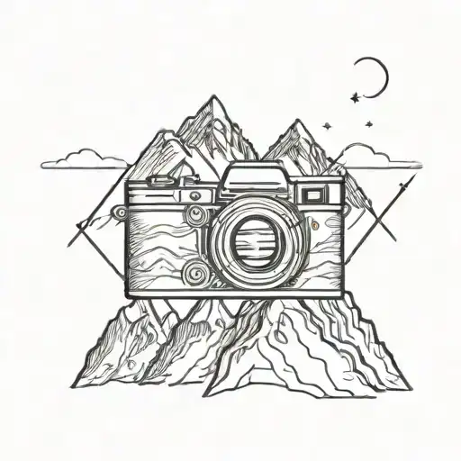 Camera With Mountain Scene Inside