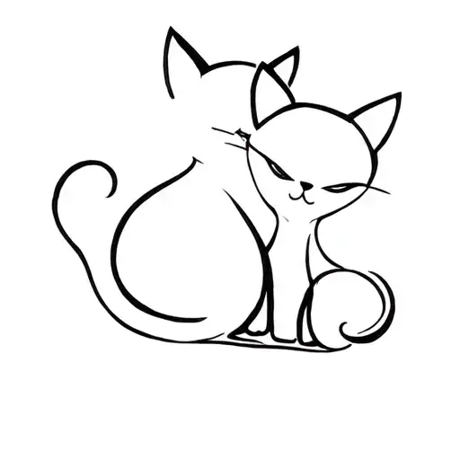 Mom Cat And Baby Cat Curled