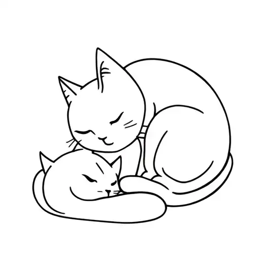 Mom Cat And Baby Cat Sleeping