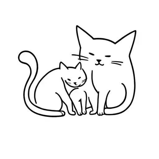 Mom Cat And Baby Cat Sitting