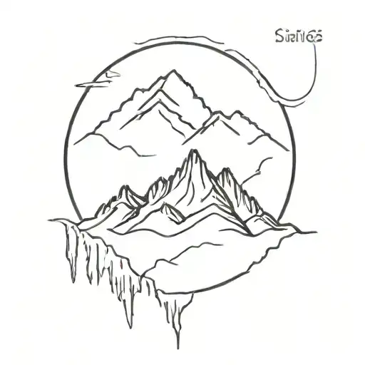 A Minimalist Tattoo Of A Mountain Range With A Hidden Animal Silhouette Within It