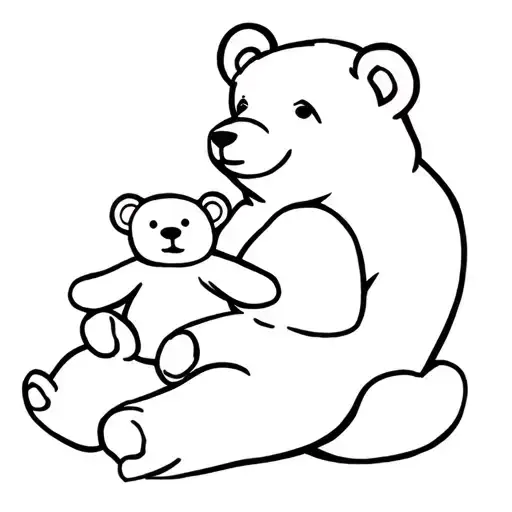 Sitting Bear Holding A Teddy Bear