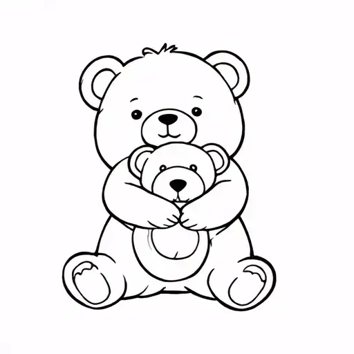 Little Sitting Bear Holding A Teddy Bear