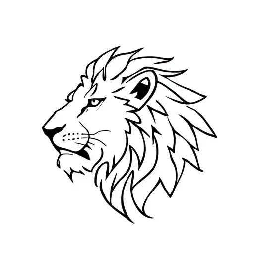 A Minimalist Design Of A Strong Lion Representing Strength And Power