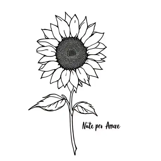 Sunflower With Nate Per Amare Written On The Stem