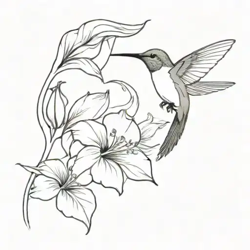 Humming Bird Feeding On A Hibiscus Flower