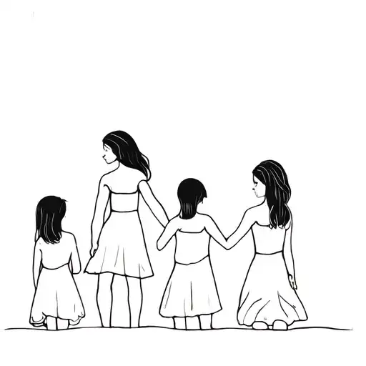 Girl And Three Children