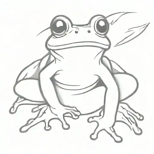 Black And White Frog With Wings Tattoo Design